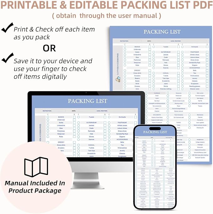 BAGAIL Lightweight Compression Packing Cubes for Travel, 6 Set, Black | Salis Nylon Fabric,Anti-Tearing,Save Space,SBS Zippers,Packing List,PVC Tag Pocket,Custom Labels,Visible Mesh,Portable Handel
