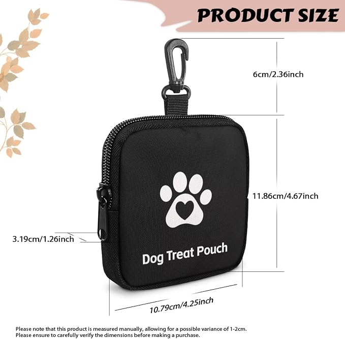 Black Dog Treat Pouch, Multifunctional Pouch for Outdoor Activities and Pet Walks, Multi-Functional Puppy Snack Storage Bag, Travel Pet Treat Container for Dog Owners and Trainers