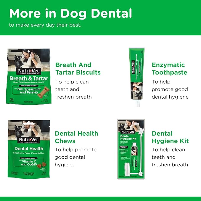 Nutri-Vet Dental Hygiene Kit for Dogs - Finger Toothbrush and Enzymatic Toothpaste - Chicken Flavor - 2.5 ounces