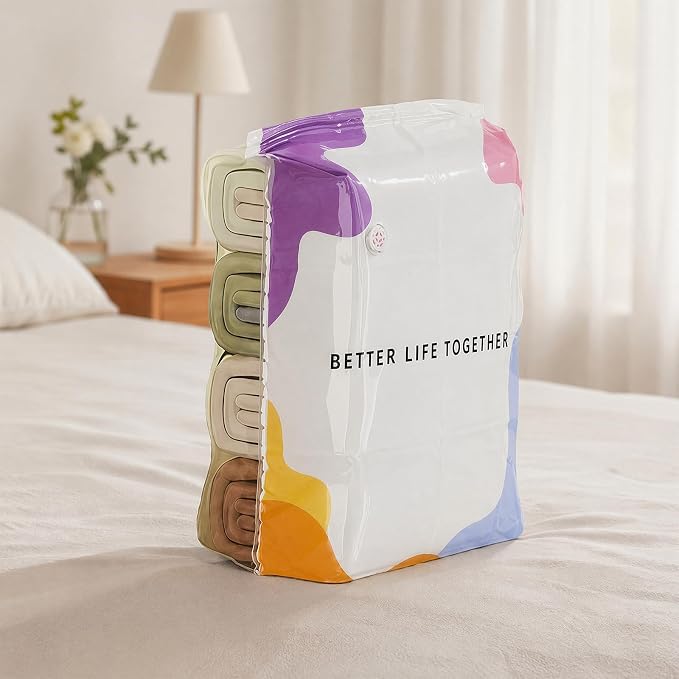 2PCS Vacuum Storage Bags No Pump Or Air Extractor Compression Bag Sealer Clothing Organizer Spaces Saver for Blanket Comforters Pillow Clothes (XL) (2PCS XL)
