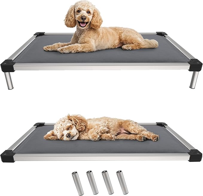 FXW TitanNest Padded Chew-Proof Elevated Dog Bed for Small Dogs | Easy to Clean, Pre-assembly Raised Cot, Indoor/Outdoor/Camping, 36 x 24 x 4.5in