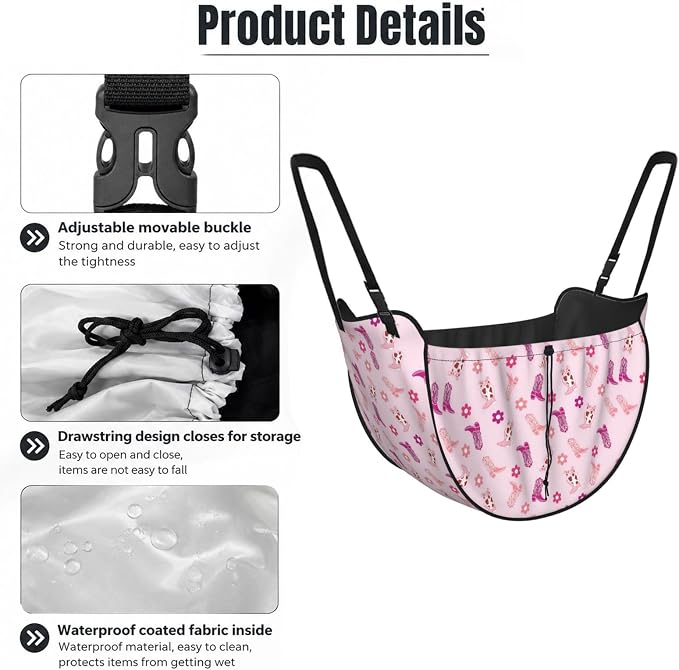 Pink Cowboy Boots Floral Car Seat Organizer Backseat Storage Bag, Large Waterproof Vehicle Organizer With Adjustable Straps For Gear Essentials, Fits Most Cars