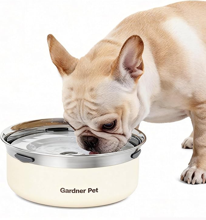 Gardner Pet Slow Water Bowl for Dogs – No Spill, Anti-Splash Floating Plate Design, Slows Drinking to Reduce Mess, Keeps Water Clean & Floors Dry, 2L