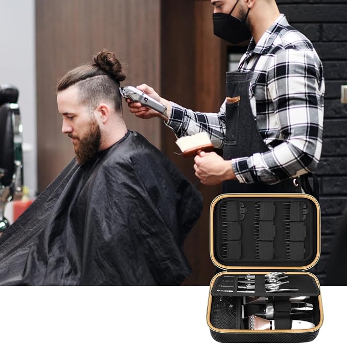 Boobowl Barber Accessories Bag for Clippers and Supplies, Hair Clipper Box | Portable Mens Clipper Storage Organizer for Hair Cutting, Guard Grooming Kit and Barbers Supplies (Bag Only) - Dark Black