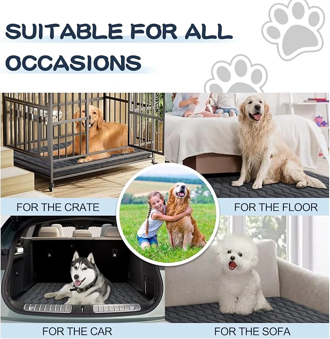Bubble bear Dog Crate Mat - Upgraded Thick, Ultra Soft, Washable & Anti-Slip Kennel Pad for Small/Medium/Large Dogs, Dark-Hued to Hide Stains (30"x19")