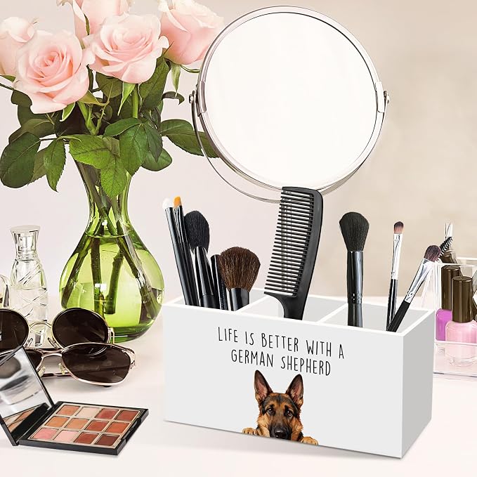 German Shepherd Dog Gifts Pen Pencil Holder for Desk, Funny Dog Lovers Gift Office Desk Accessories, Life Is Better with a German Shepherd Toothbrush Pen Holders Organizer for Bathroom Decor