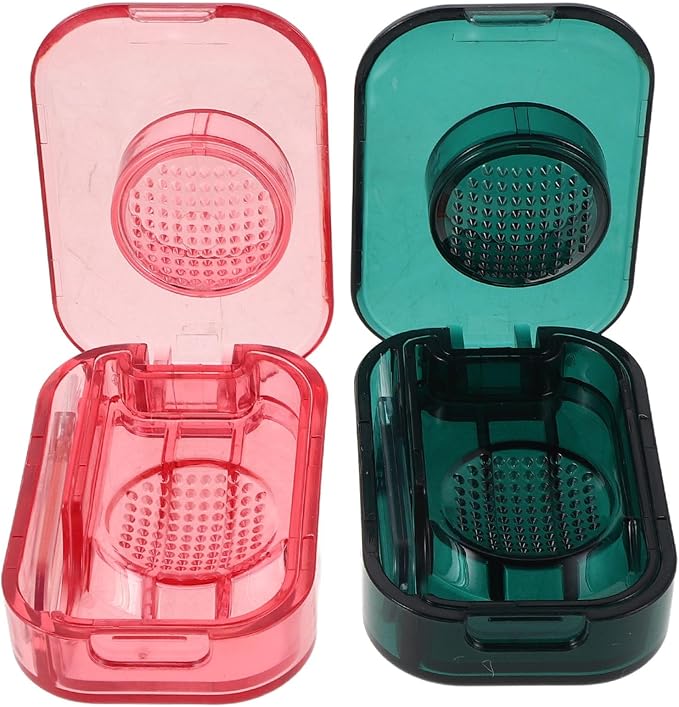 Pill Medicine 2pcs Pets Cutter and Organizer Small for Portable with Multiple Compartments, Plastic Tablet Splitter and Grinder, Hygienic Medication Dispenser for Travel and
