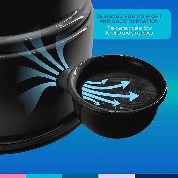 Pet Water Dispenser for Dogs and Cats, 47.3 oz – Gravity-Fed Aluminum Water Bowl, Prevents Wet Fur, Provides Continuous Fresh Water, Electrostatic Coated Finish, Vida Mansa (Black)