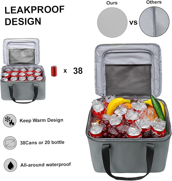 GDNasist Car Trunk Organizer and Storage with Removable Leakproof Cooler Bag, 6 Removable Dividers for Custom Space, Collapsible Trunk Storage with Non Slip Bottom, Foldable Cover for SUV, Jeep, MPVs | Collapsible Trunk Organizers with Lid & Removable ...