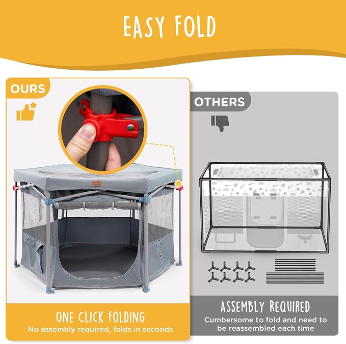 Zora Portable Pet Playpen, Foldable Dog Playpens for Indoor and Outdoor Exercise, Pop Up Pet Fence with Carrying Case for Dogs/Puppies, Light Gray, 49" x 42" x 28"