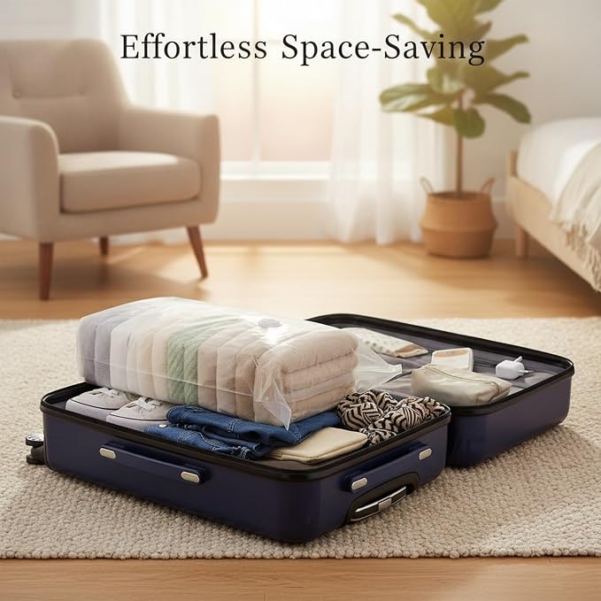 1 Pack Manual Compression Storage Bag, Space Saver with One-Way Valve for Travel and Closet Organization, Durable PET PE Material