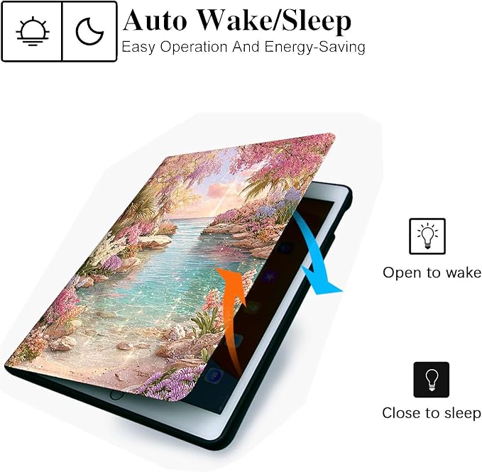 for Microsoft Surface Pro X/Pro X Plus-13 2019/2020/2021/2024 Tablet Case,Auto Wake/Sleep,Adjustable Stand Protective Cover - Dream Flower Sea