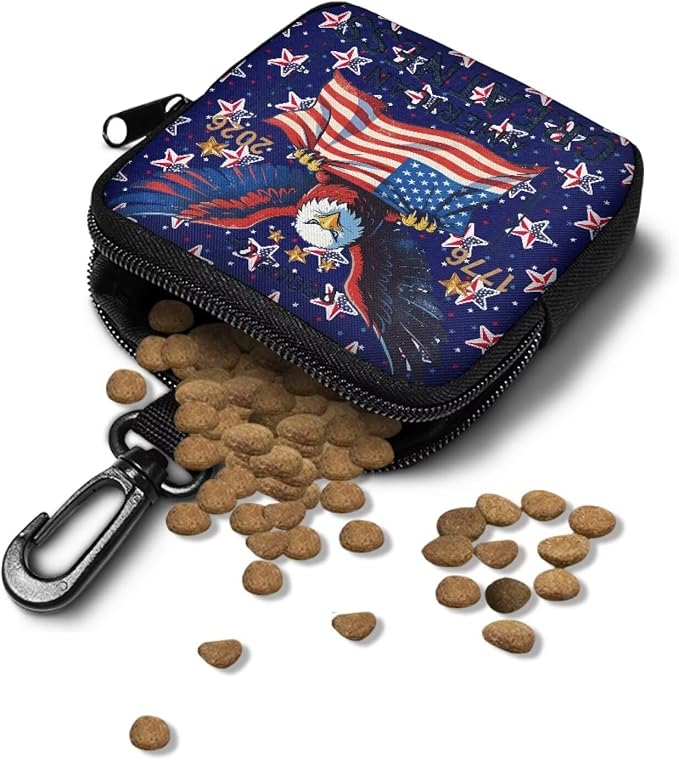 Dog Training Pouch Lightweight Zipper Dog Treat Bags Training Pouch Small Puppy Snack Dispenser Portable to Take Pet Eseentials American 250 Years Theme
