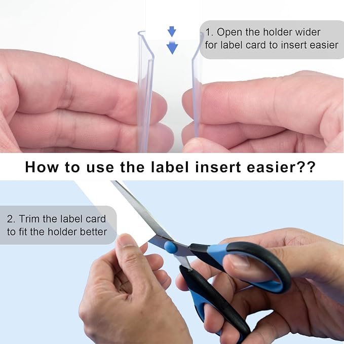 30pcs Plastic Shelf Label Holder, Clear Shelf Label Holder Wood Sign and Tag Ticket Label Holders Clips On to Shelves Thick Shelves with Matched Blank Inserts