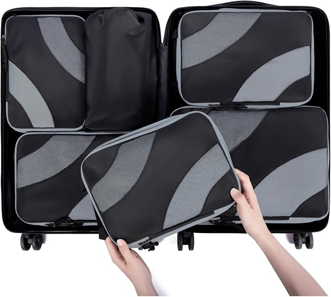 BAGSMART Compression Packing Cubes for Travel | Lightweight suitcase organizers bag set, space-saving double zipper expansion for carry-on luggage & travel organization