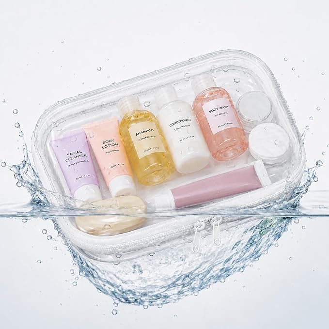 3 Pack Clear Hard Shell Zipper Case (1XL + 1L + 1M, White) | Travel Toiletry Bag, Waterproof 1.2mm PET Hard Plastic Pouches, Organizer Box for Makeup, Toy, Snack, Stationery, Diaper