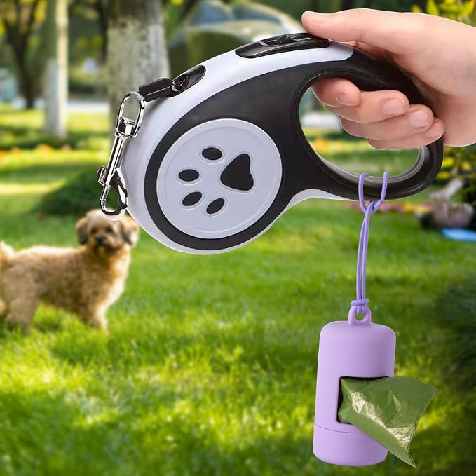 Dog Poop Bag Holder for Leash,2Pack Dogs Waste Bag Dispenser with Elastic Loop Protable Lightweight Plastic Holders for Pet Doggy,Light Blue and Purple