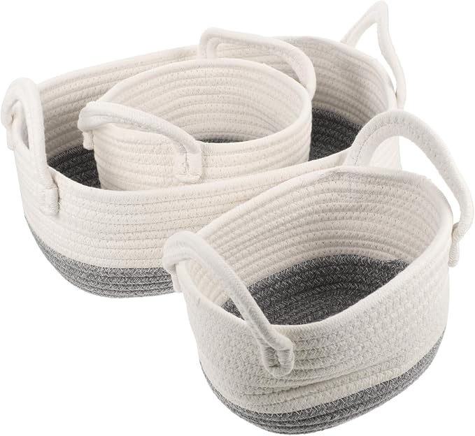 PRETYZOOM 3pcs Woven Dog Toy Basket Rope Storage for Household Pet Toys Food Clothes Stylish Lightweight and Organizer for Home