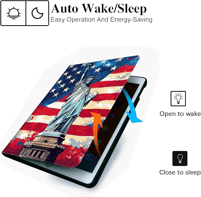 for Microsoft Surface Go 4/3/2/1-10.5" 2021 Tablet Case,Auto Wake/Sleep,Adjustable Stand Protective Cover - American Statue of Liberty