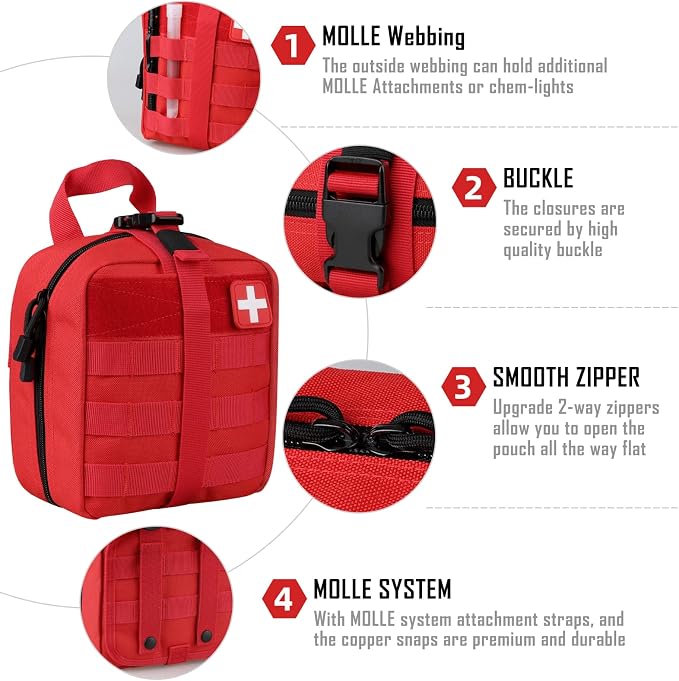 LIVANS 1000D First Aid Bag Empty, Medical Ifak Pouch for Emergency & EMT | Molle Compatible, Rip-Away & Quick-Release Design, Versatile for Tactical, Camping, Hiking and Travel