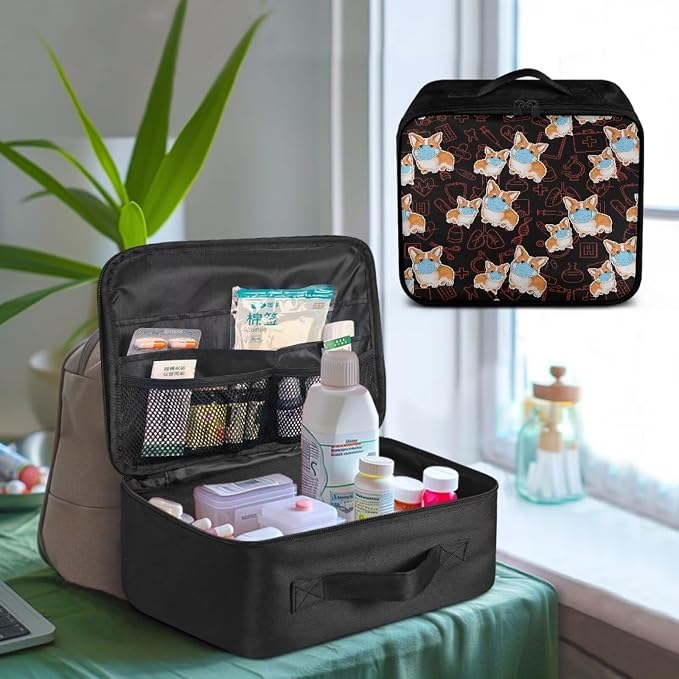 Corgi First Aid Kit Bag Empty Cute First Aid Bag Empty Medium Medicine Storage Bag Portable Medication Travel Bag for College Dorm School Kids Medical Bag Empty Medium Pouch
