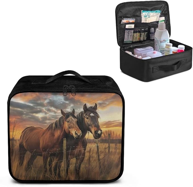 Rnyleeg Horse First Aid Kit Empty for Home Medical Kit for College Dorm Travel First Aid Bag Emergency Supplies Small Compact Bag for Men