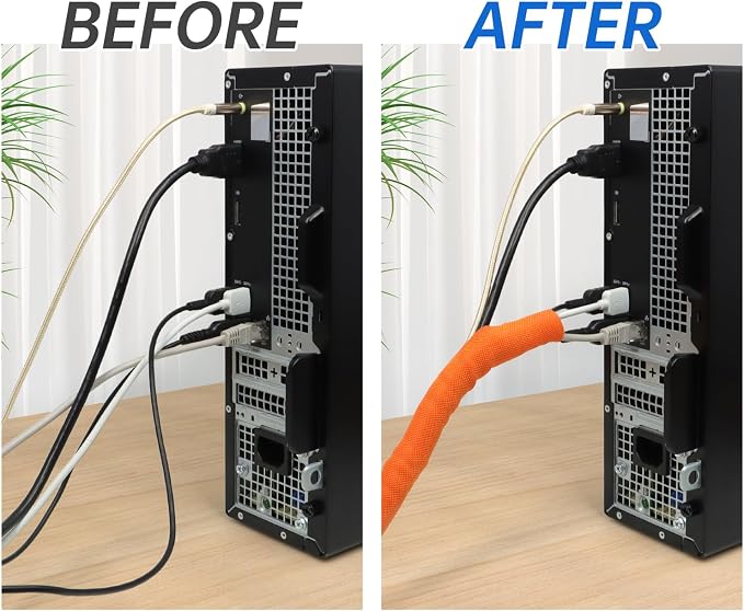 Split Braided Cable Sleeve，Flexible Wire Loom Tubing, Automotive Cord Protector Pet Proof, Cable Management for Computer TV Electric Wires Harness 16ft (Orange, 19mm（3/4")