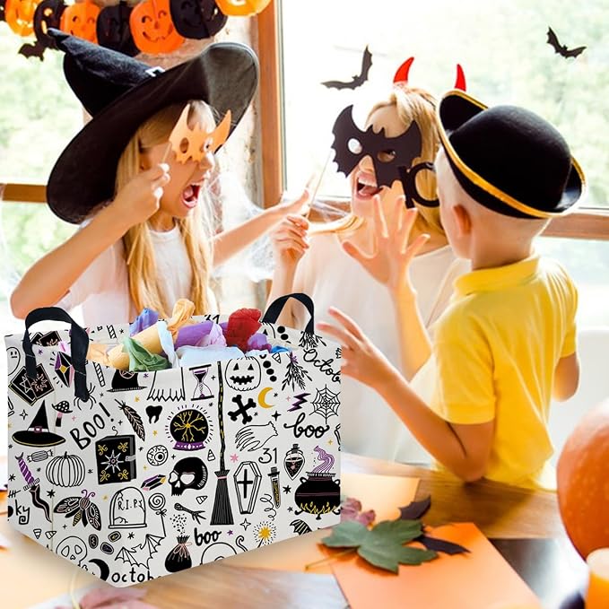 Halloween Ghost thriller basket,Empty Halloween basket,Horror and thriller decor,Trick or Treat Box for Boys and Girls,Horror decor(Magic Halloween)