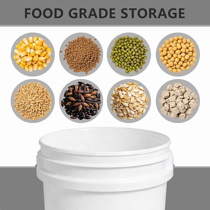 3-Pack 5 Gallon Plastic Bucket with Handle, Heavy Duty Food Grade Storage Container for Car Detailing, Cleaning, Paint, Chemical & Pet Supplies