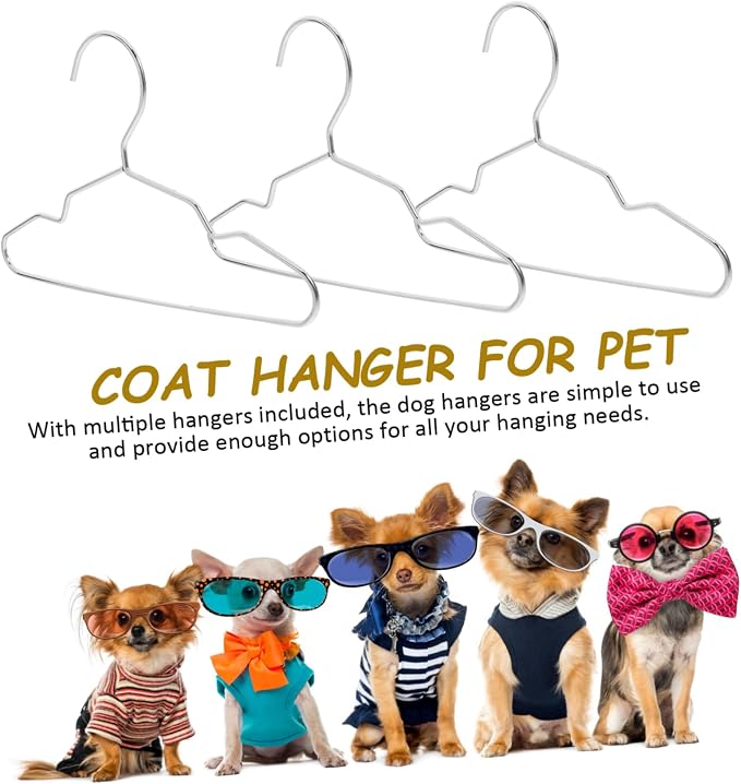 Cabilock 10pcs Sturdy Steel Pet Hanger Rack Small Hangers for Pet Clothing Storage Organizer for Cat Dog Doll Closet Dry Accessory