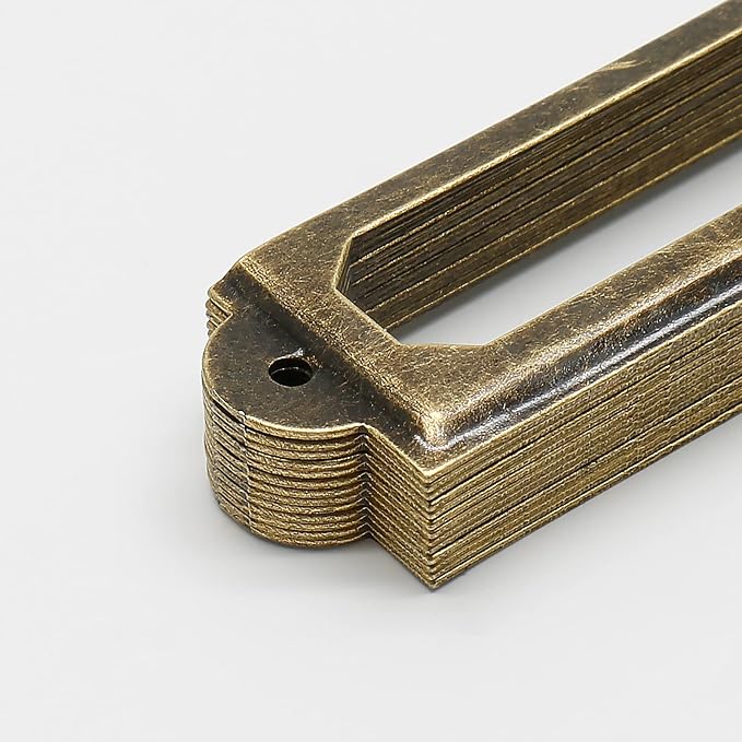 50 PCS Metal Label Holders 60x17mm Antique Bronze with Screws | Iron Bronze-Plated Rust-Proof, 60x17mm Fits 44x10mm Label, Screws Included, For Cabinet Drawer File Box
