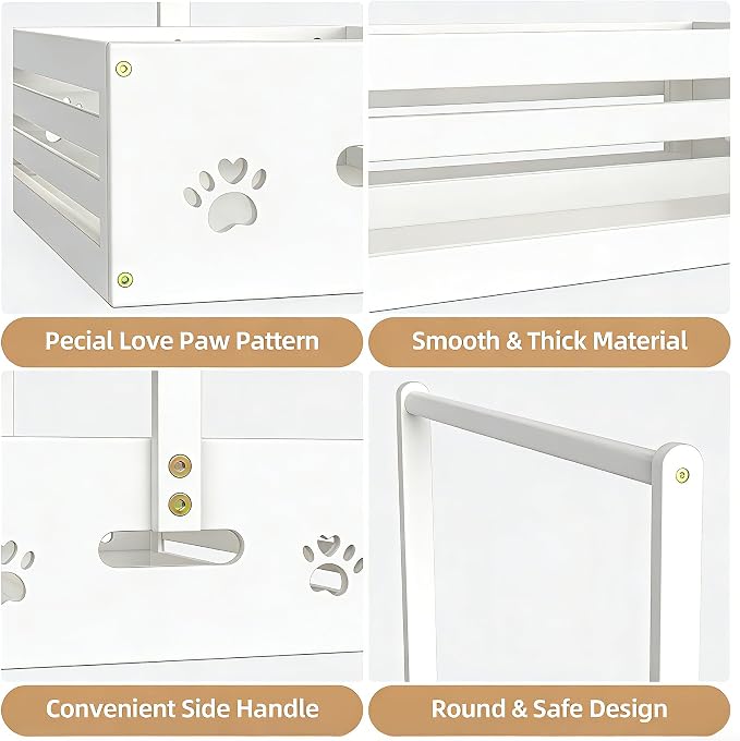 BAMBOOHOMIE Baby Clothing Rack for Toddler, Pets Clothes Rack with Storage Box & Adjustable Hanging Rod for Dogs/Cats, Baby Shower Clothes Closet Rack with Handle for Nursery Room (White, Baby)