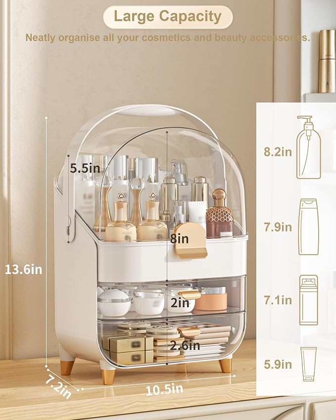 Anylady Makeup Organizer Countertop, Skincare Holder Bathroom Counter Organizer, Storage Box Cosmetic Display Cases, Teen Girl Gifts Make up Organizers for Vanity, Dresser