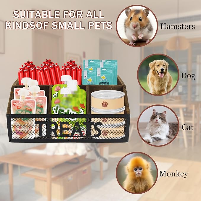 dog treat jar dog treat container for countertop Dog Treat Container Wooden grid snack storage box trapezoid cat treat jar Desktop treat bar