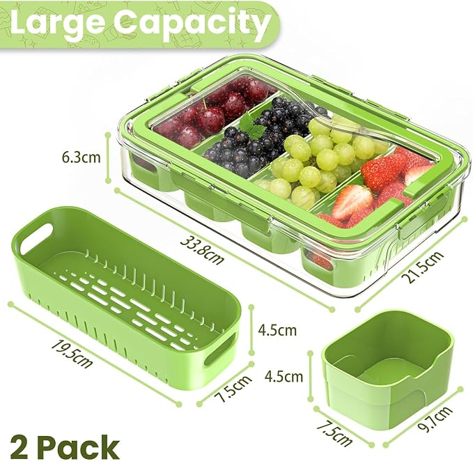 2 Pack Food Divided Storage Containers