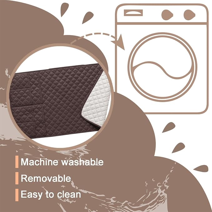 Water-Resistant Sofa Armrest and Headrest Covers with Side Pocket | Keep remotes close quilted polyester helps guard against wear, pet scratches, and kids' messes silicone backing adds grip