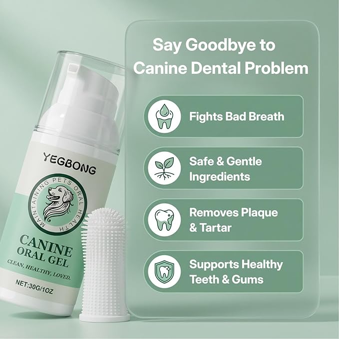 Dog Toothpaste and Toothbrush Kit, Dog Dental Gel for Plaque and Tartar Removal, Dog Teeth Cleaning for Fresh Breath and Daily Oral Support, Suitable for Dogs of All Ages(1 OZ)
