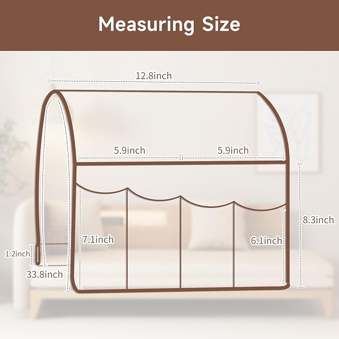 MEHIDFY Sofa Armrest Caddy, Waterproof Bedside Storage Organizer, Non Slip Armchair Pockets, Remote Control Holder for Couch, Handy Pouches with 6 Pockets for TV Remote, Phone, Magazine(Brown)