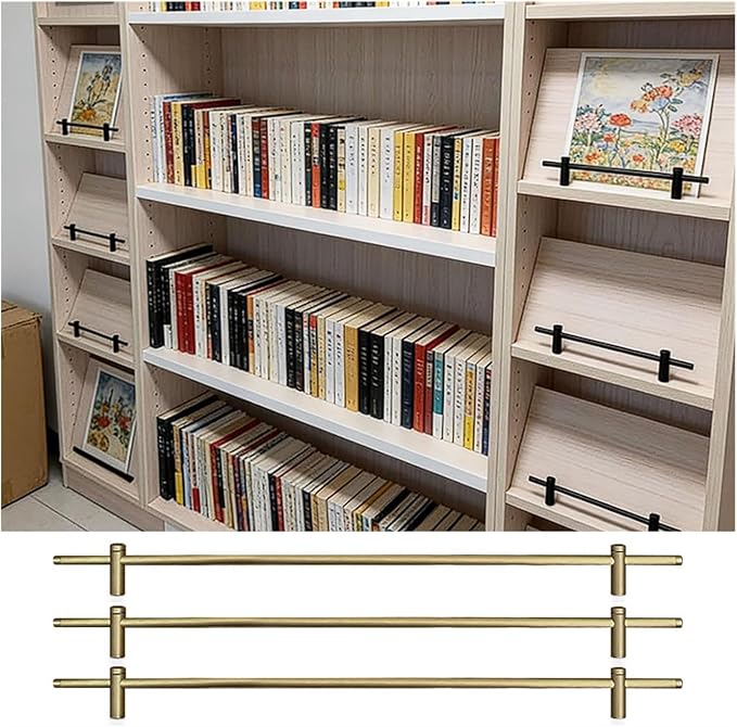 Boohelf Guard Rail Set - Easy Install Tipping Safety Bar for Kitchen & Bathroom Cabinets, Decorative Round Rod Fence, Secure Shelf Guard for Organization