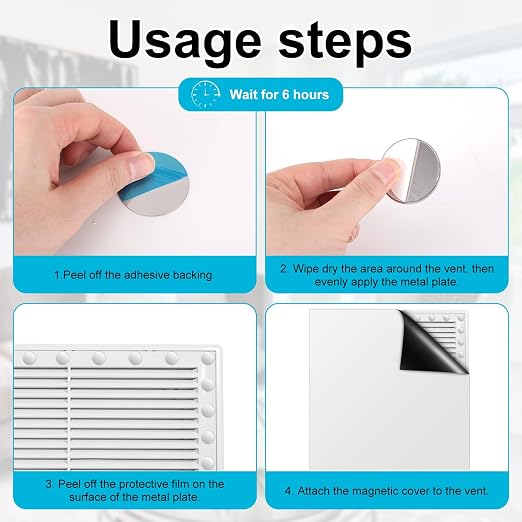 BOXOB 24pcs Adhesive Metal Plates for Magnetic Mounts, 4x4cm/1.57X1.57in Round Iron Strips with Adhesive Backing for Magnets on Non-Steel Vents