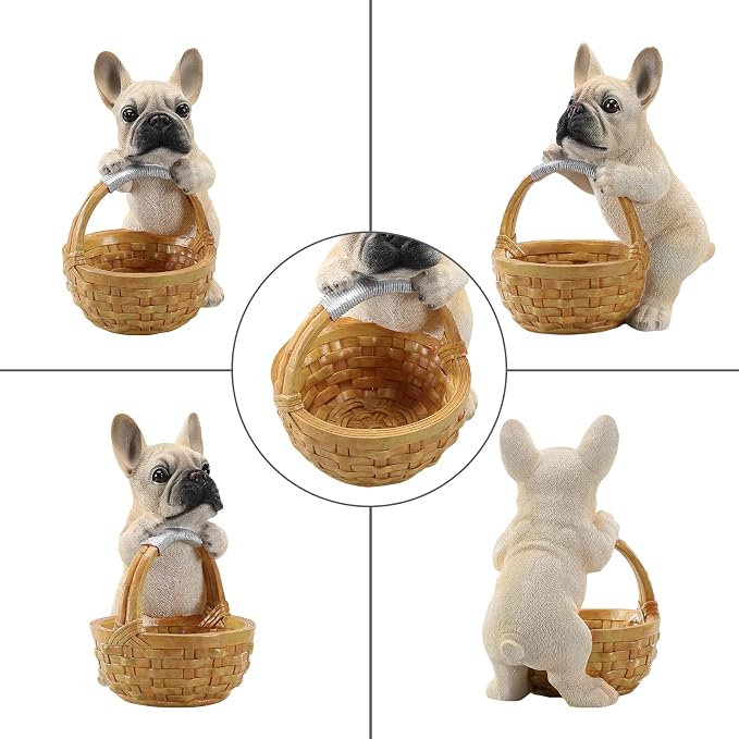 French Bulldog Key Bowl for Entryway Table - Large Capacity Decorative Key Holder Bowl - Weighted Candy Dish for Office Desk, Stable Animal Storage Basket for Home Decor