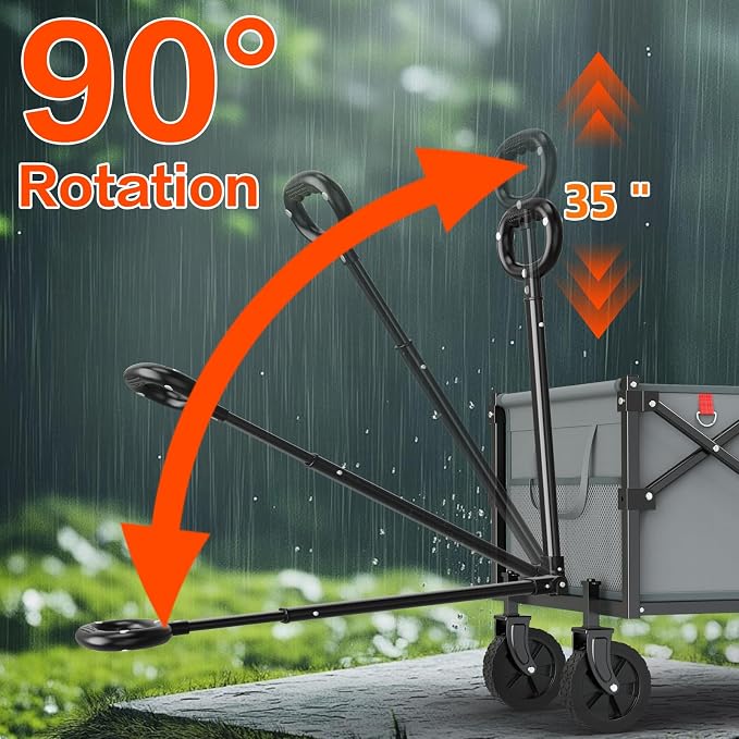Yozoia Wagons Carts Foldable, 120L Collapsible Wagon Cart with Wheels,Grey | Foldable, Lightweight, Portable, Simple Installation, for Camping Shopping Beach Garden Sports