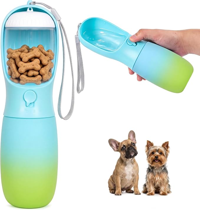 Dog Water Bottle Puppy Essentials, Portable Filtered Dispenser with Travel Dog Food Storage Container, Pet Supplies Gifts Stocking Stuffer Treat Pouches for Pet Training Outdoor Walking Hiking Camping