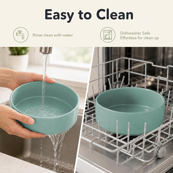 Havniva Ceramic Dog Bowls, Dog Food and Water Bowl Set, Dog Water Bowl | 8.3” Ceramic Dog Food Bowls with Non-Slip Rubber Base, Large Capacity, Dog Feeding Bowls for Large Dogs