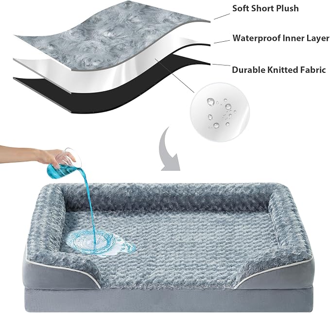 WNPETHOME Dog Beds for Large Sized Dogs, Washable Orthopedic Dog Couch Sofa Bed with Waterproof Lining & Non-Skid Bottom for Pet Sleeping (Pack of 3)