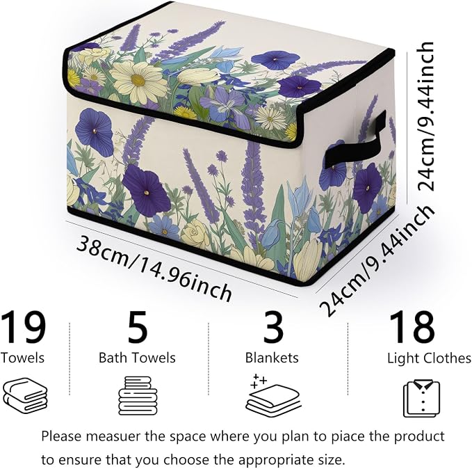 Stackable Storage Bins with Lids,Closet Organizers Fabric Box for Home and Office,Blanket Clothes Organizers,Under Bed Storage Containers 3 Pack