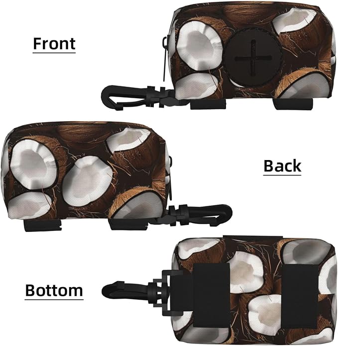 Coconut Pet Waste Bag Dispenser 0.2L | Portable Dog Poop Holder Waste Bag With Zipper Park Doggy Walking Accessory
