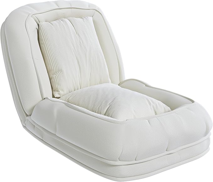 Human Dog Bed for Adults and Pets, Upholstered Foldable Lazy Sofa Bed with 5 Adjustable Positions, Corduroy Floor Sofa Bed with 2 Pillows, Convertible Recliner for Living Room, Reading Corner