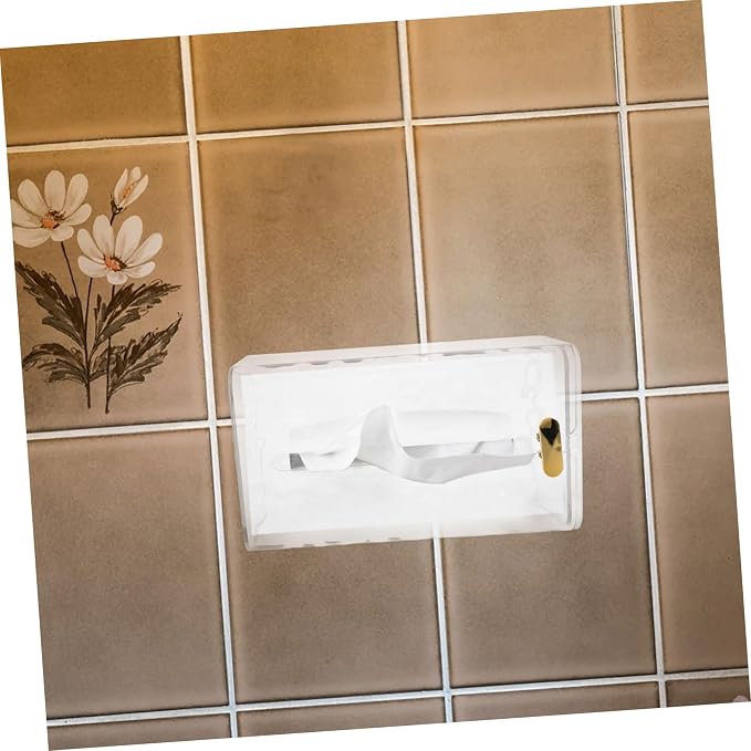GLEAVI Box Wall Mounted Tissue Holder Transparent Bathroom Tissue Storage Box Towel Dispenser Multi Functional Napkin Organizer for Kitchen and Toilet Space Saving