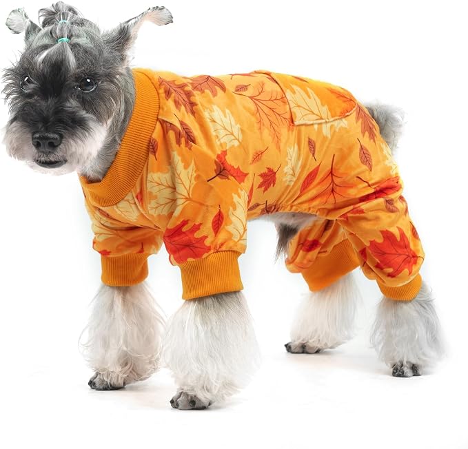 PUPTECK Soft Fleece Dog Pajamas for Small Medium Dogs, Dog Onesie Puppy Sweaters Clothes Jumpsuit Pjs, Cute Jammies Cat Coat Pet Costume Apparel